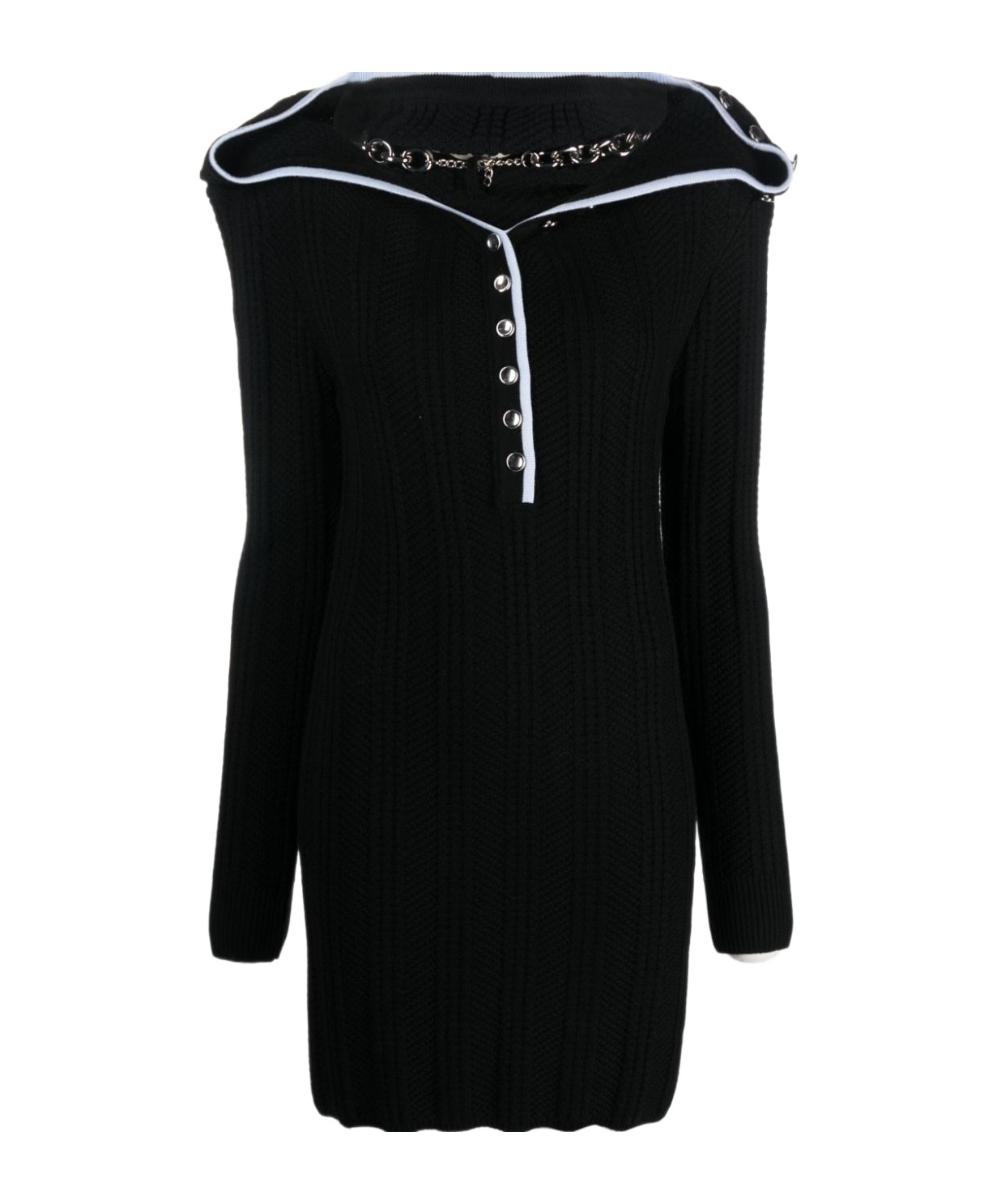 Y/project Evergreen Ruffle Necklace Knit Mini Dress In Black