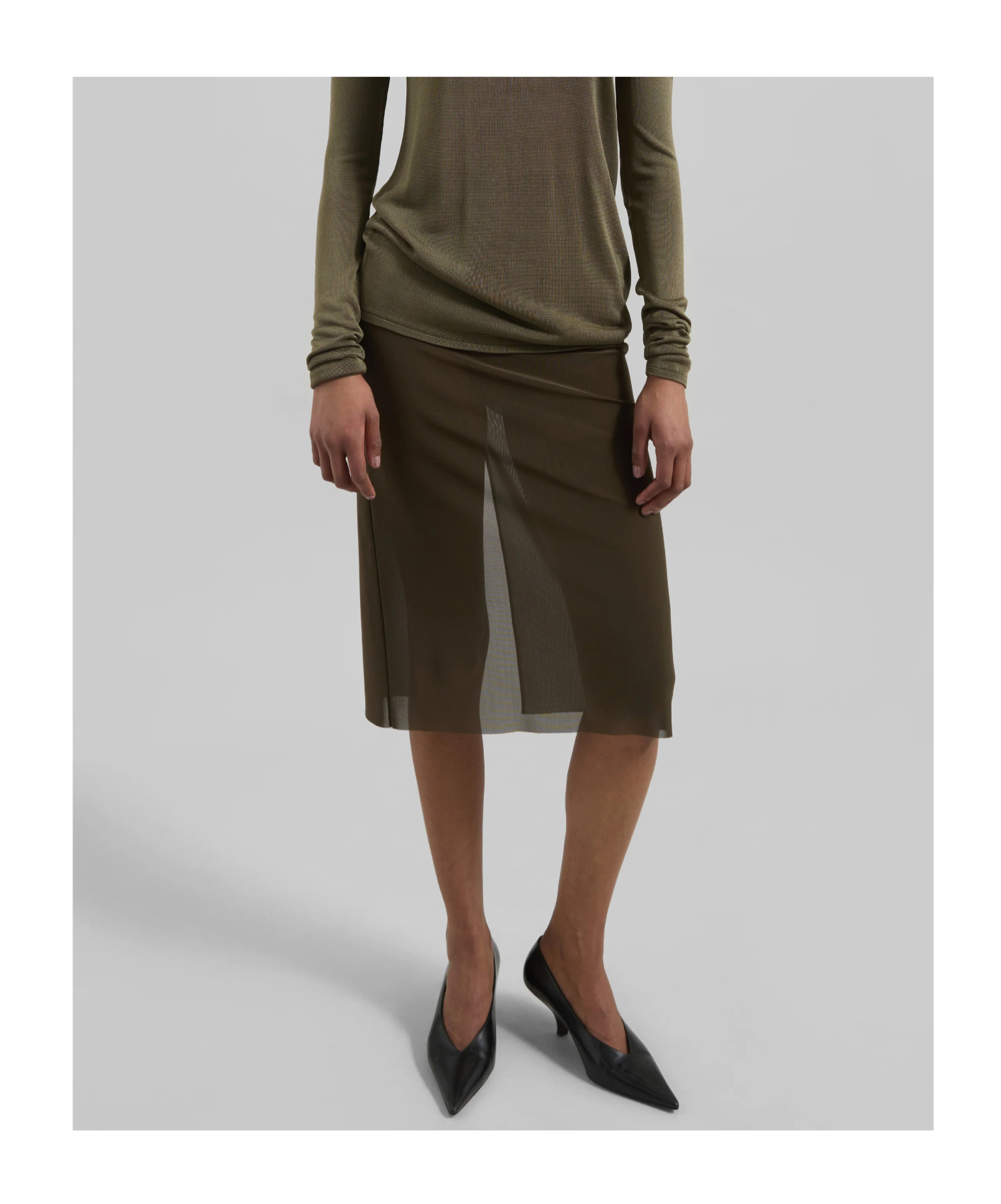 The Frankie Shop Suva Sheer Skirt - Khaki