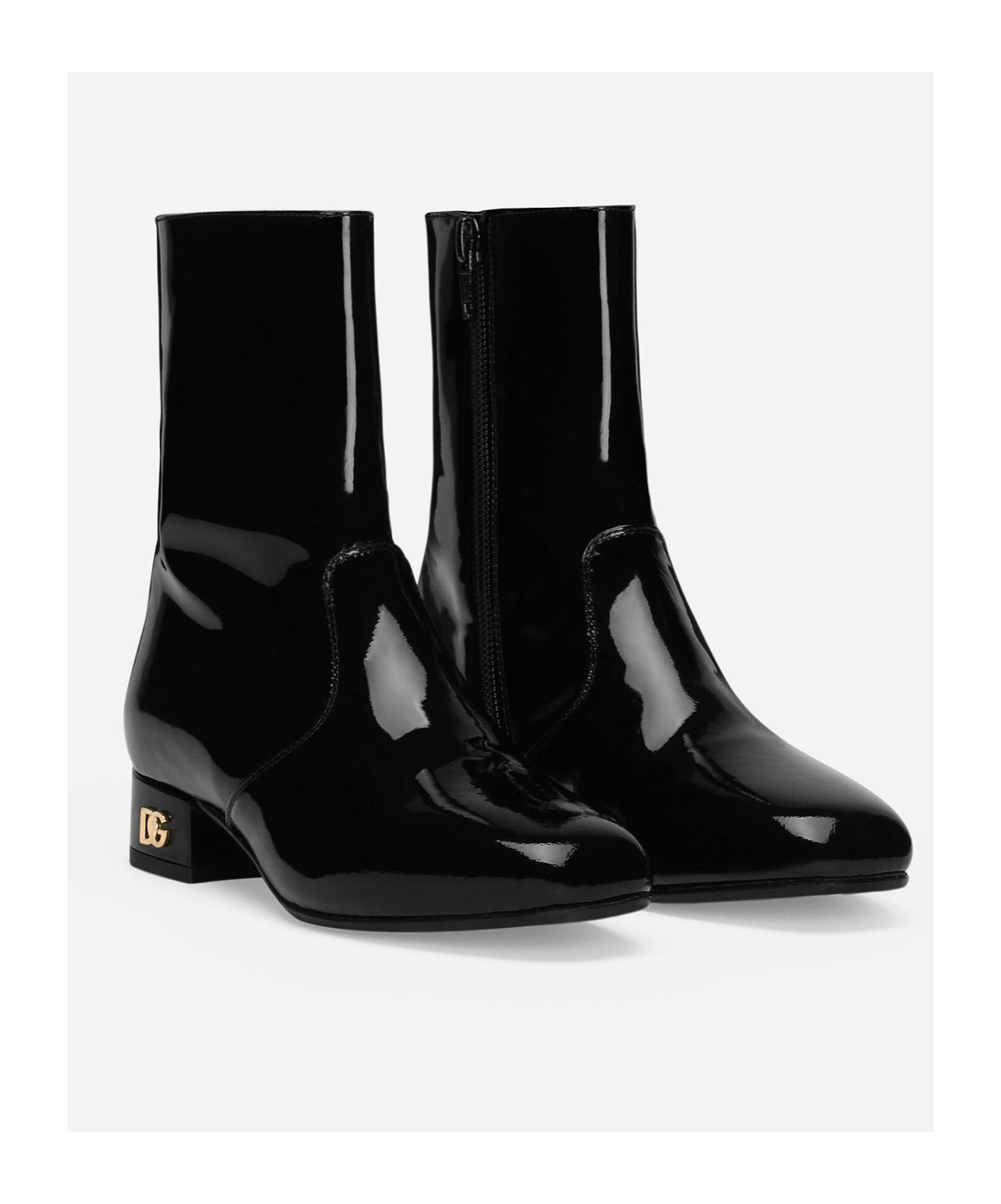 Dolce & Gabbana Patent Leather Ankle Boots In Black