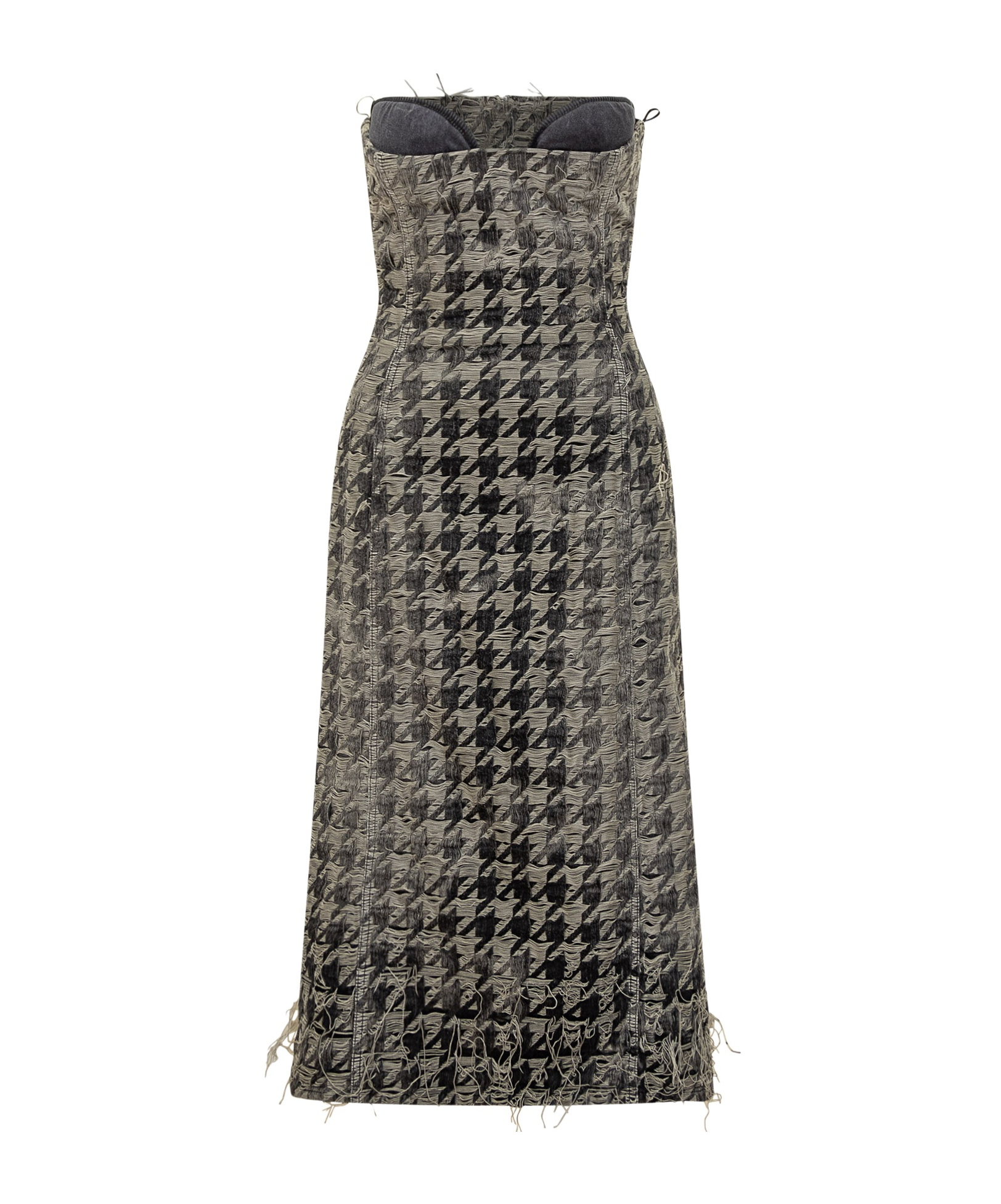 Diesel Long Pied De Poule Bustier Dress In Multi