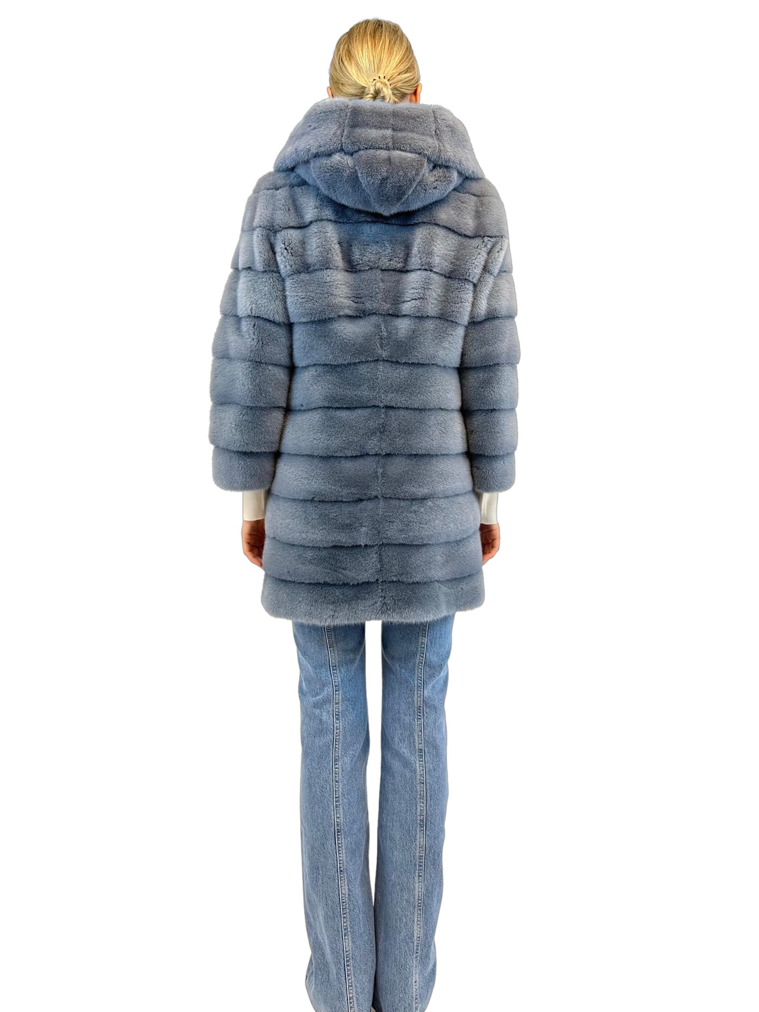 Liska Hooded Fur In Blue