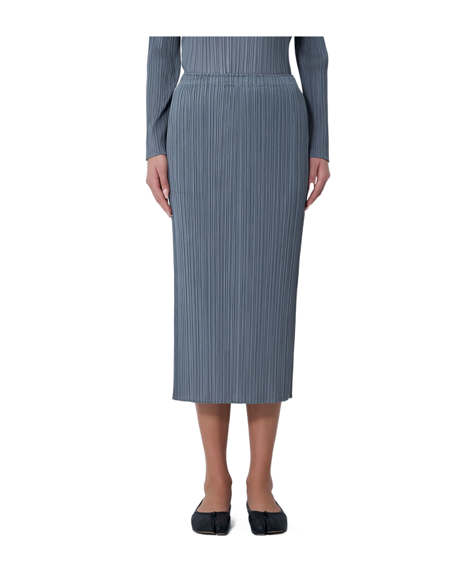 Issey Miyake Pleated Pocket Midi Skirt In Gray