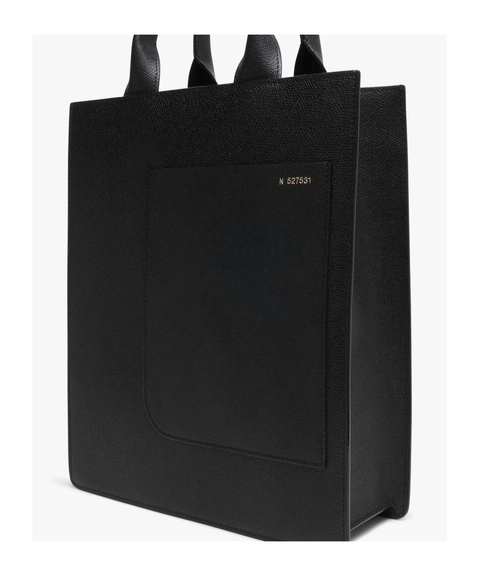Shop Valextra Mini Boxy Leather Tote Bag In Black