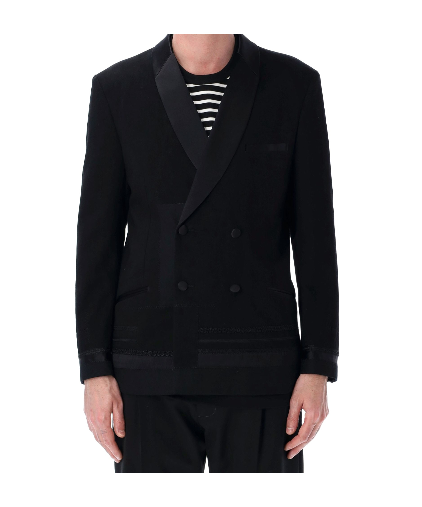 Junya Watanabe Lapel Satin Blazer Formal In Black