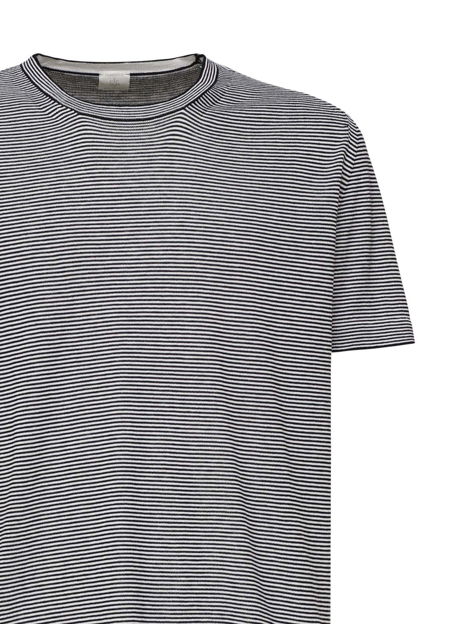 Eleventy Striped Crewneck T-shirt In Gray