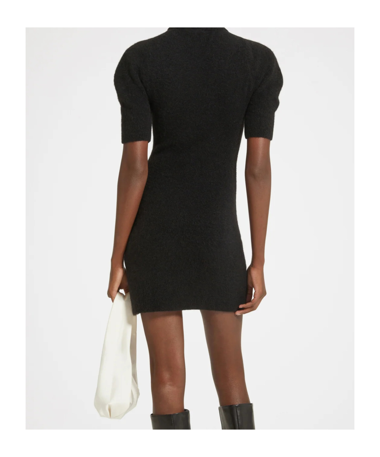 Patou Cut-out Mini Dress In Sustainable Alpaca Blend In Black