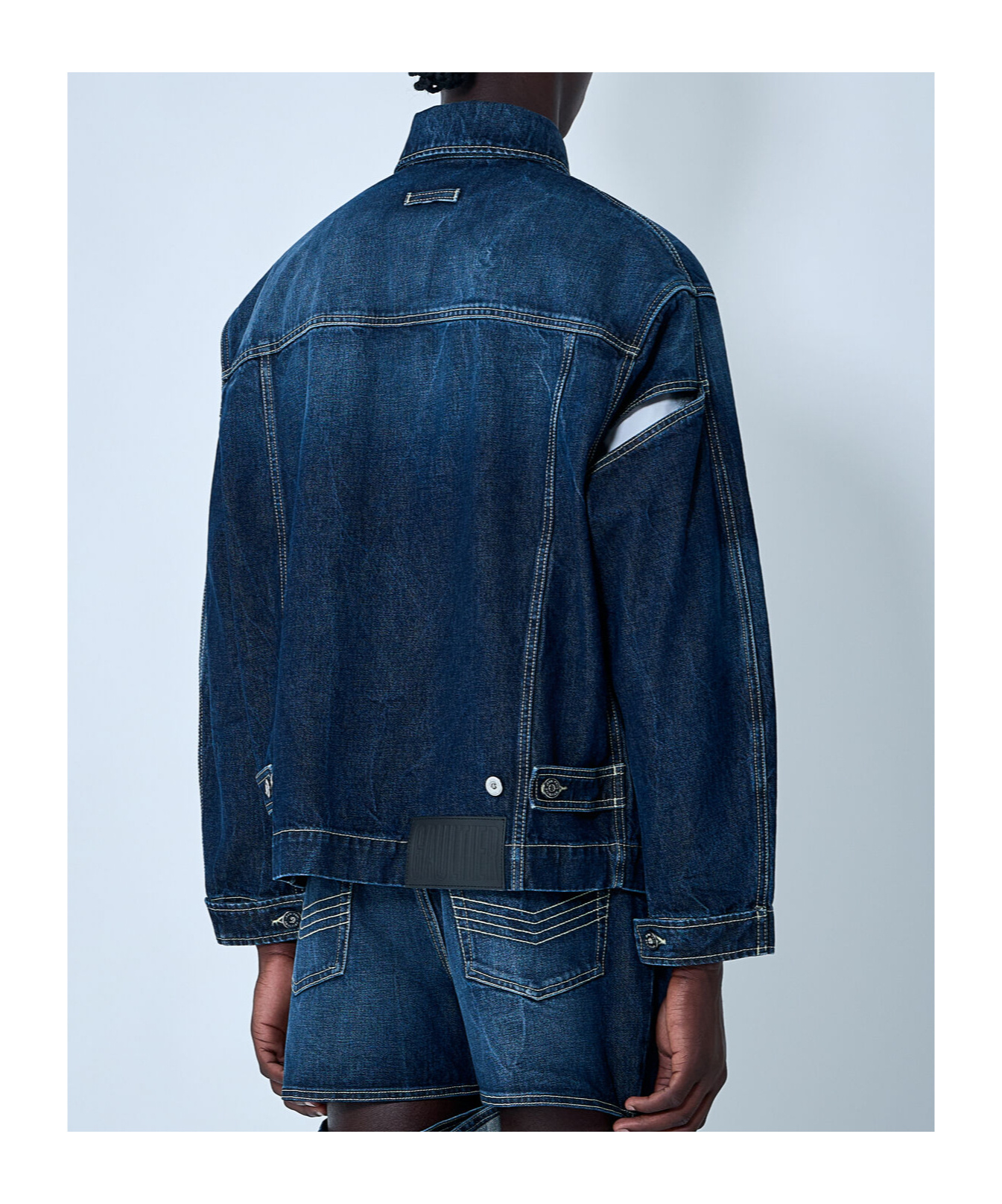 Jean Paul Gaultier Men Cut.out Denim Jacket In Blue