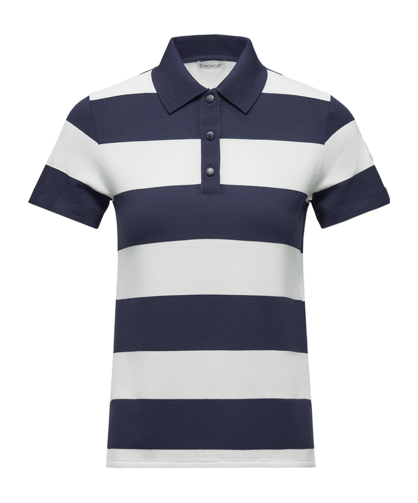 Moncler Striped Polo Shirt In Blue