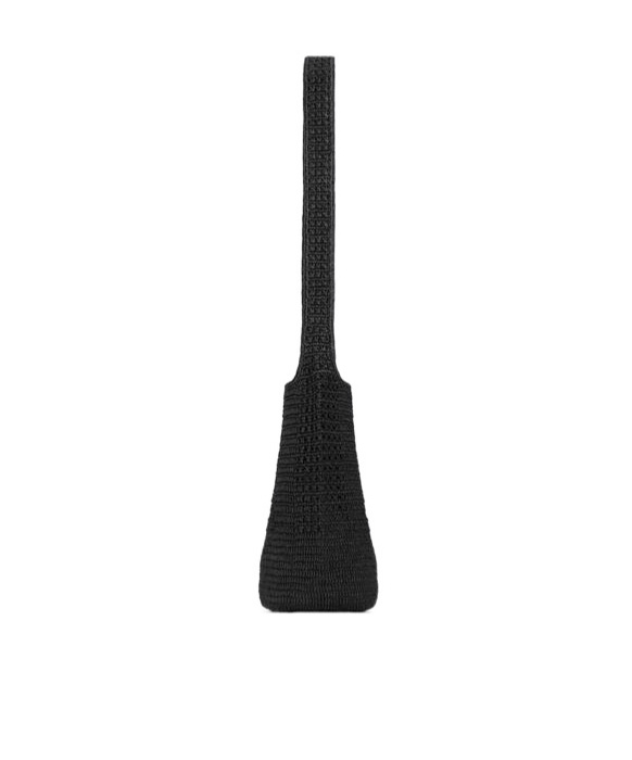 Saint Laurent Le 5 À 7 Medium Tote In Raffia Crochet In Black