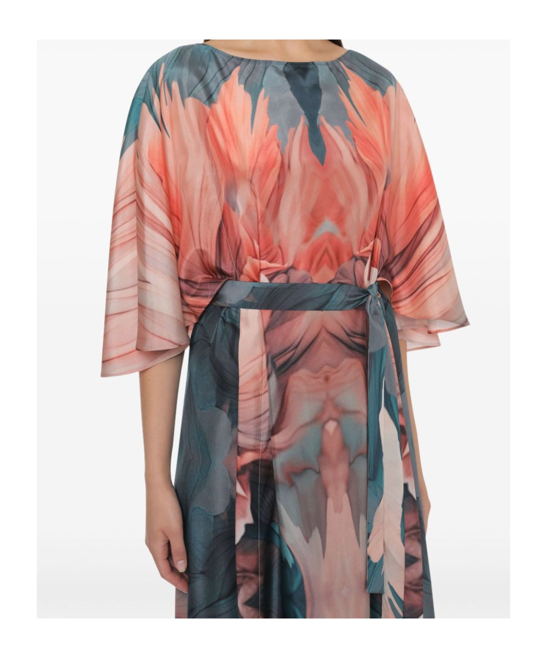 Alberta Ferretti Dress In Habotai With Petal Print