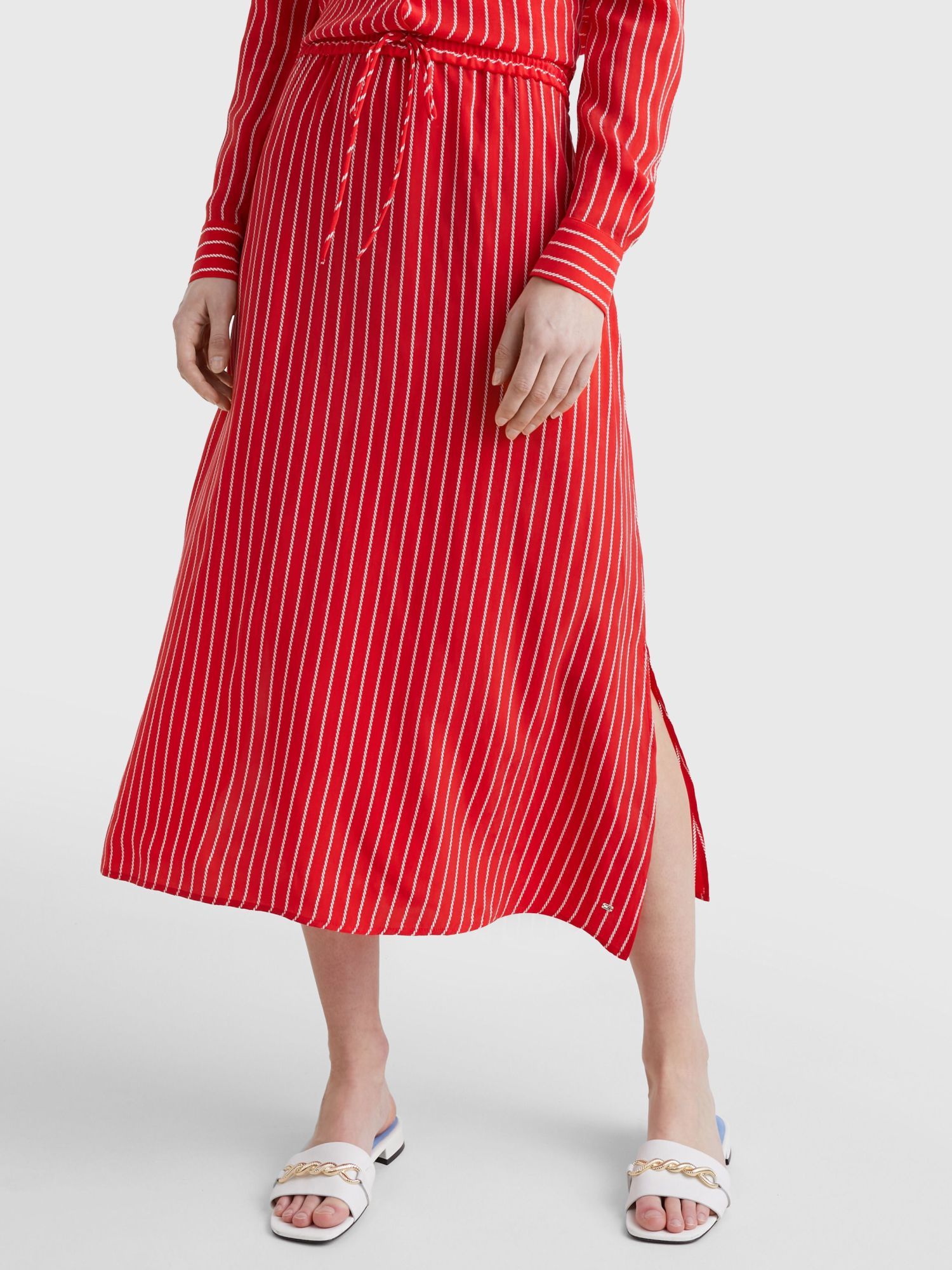 Tommy Hilfiger Rope Stripe Trumpet Skirt In Red