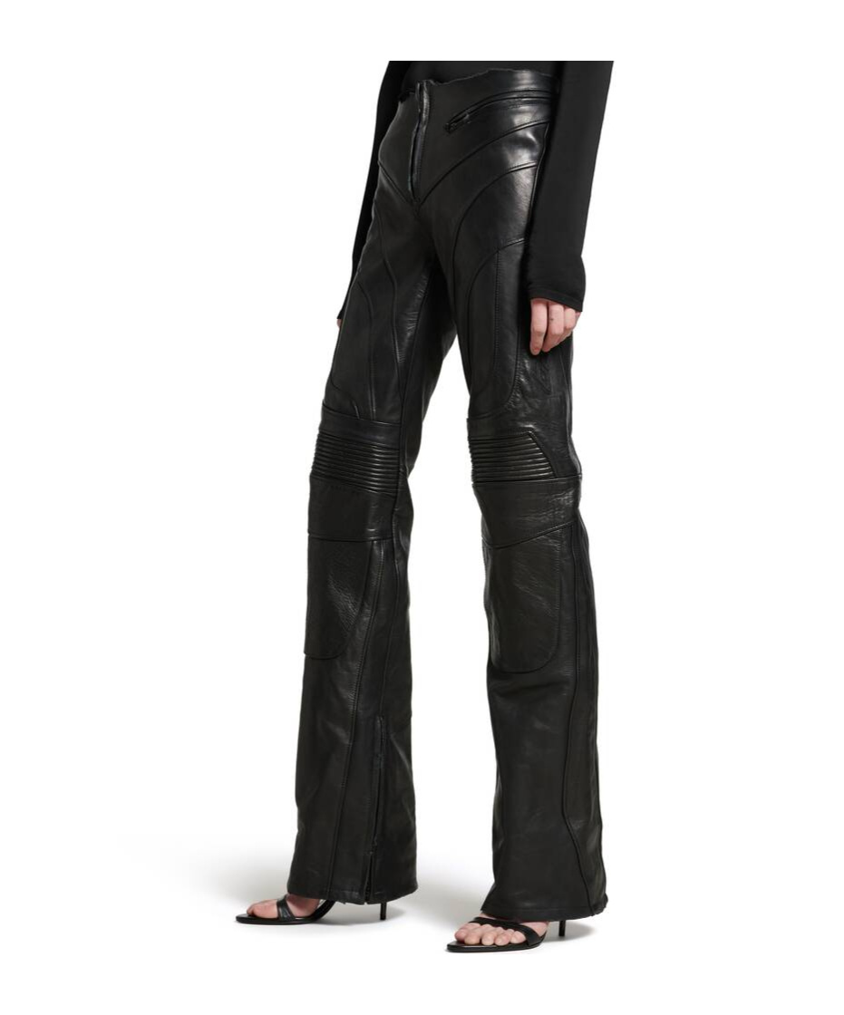 Balenciaga Low-waist Motorcycle Leather Casual Pants In Black
