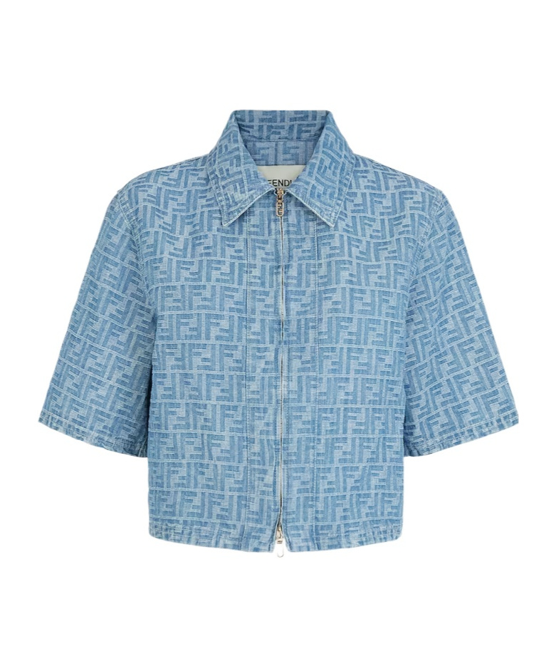 Fendi Chambray Ff Jacket In Blue