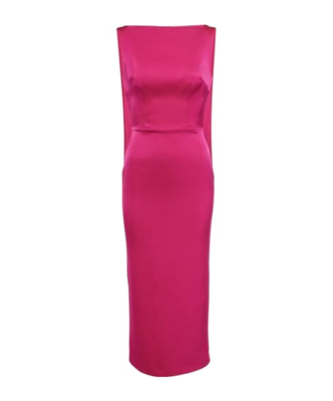Alex Perry Draped Satin Crepe Midi Dress In Pink