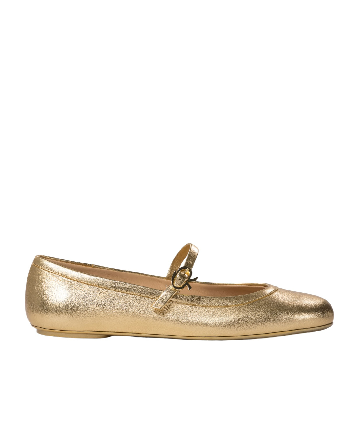 Gianvito Rossi Elegant Ballerina Flats With Ribbon Buckle In Nude