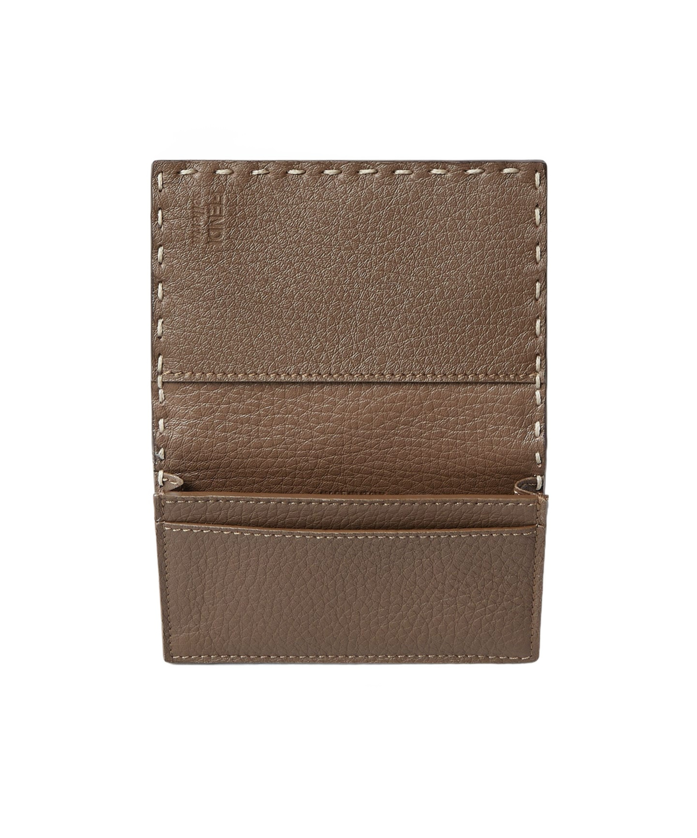 Fendi Brown Selleria Card Holder With 102 Hand-sewn Topstitches In Brown