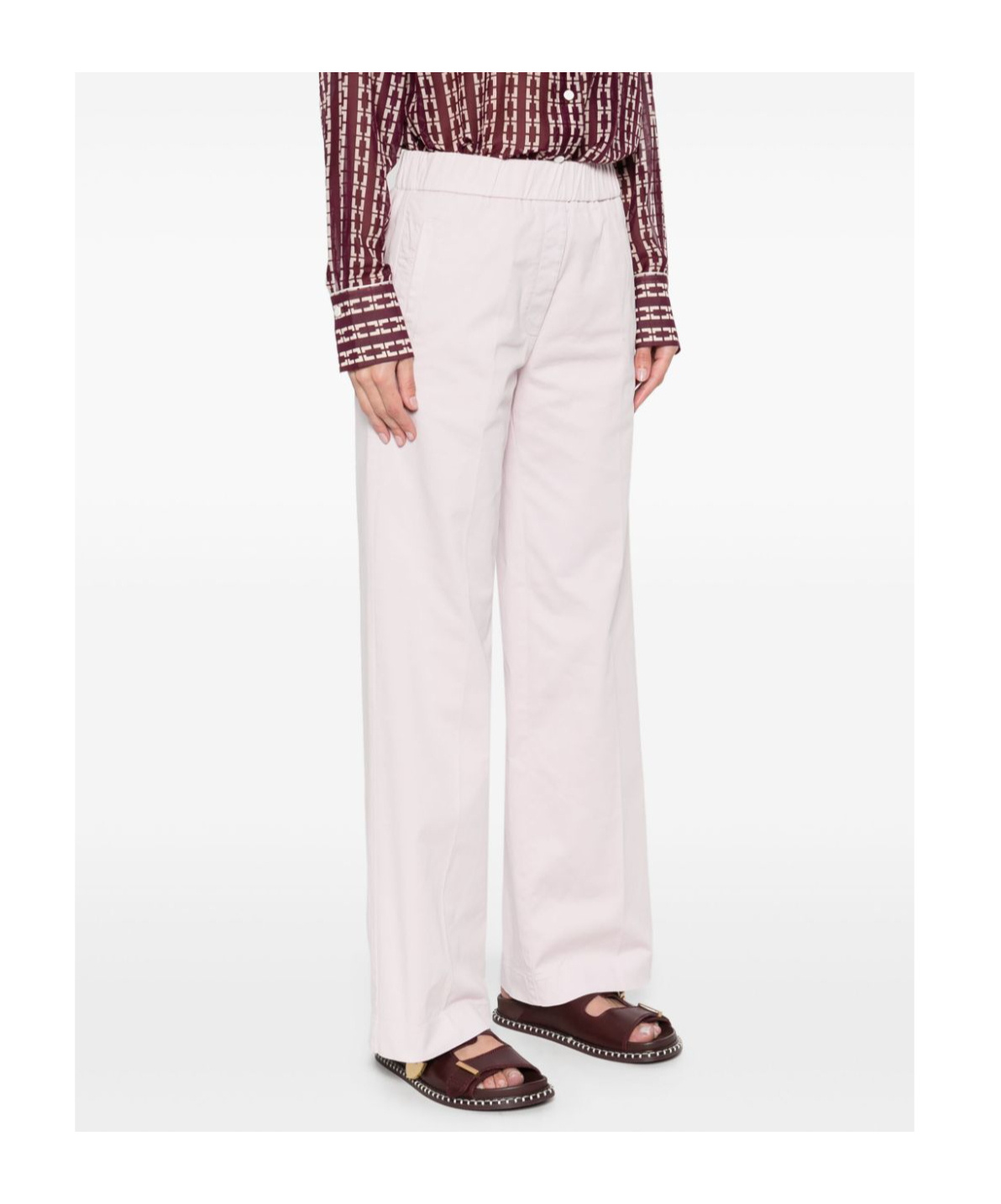 Forte Forte Light Pink Straight-leg Trousers In White