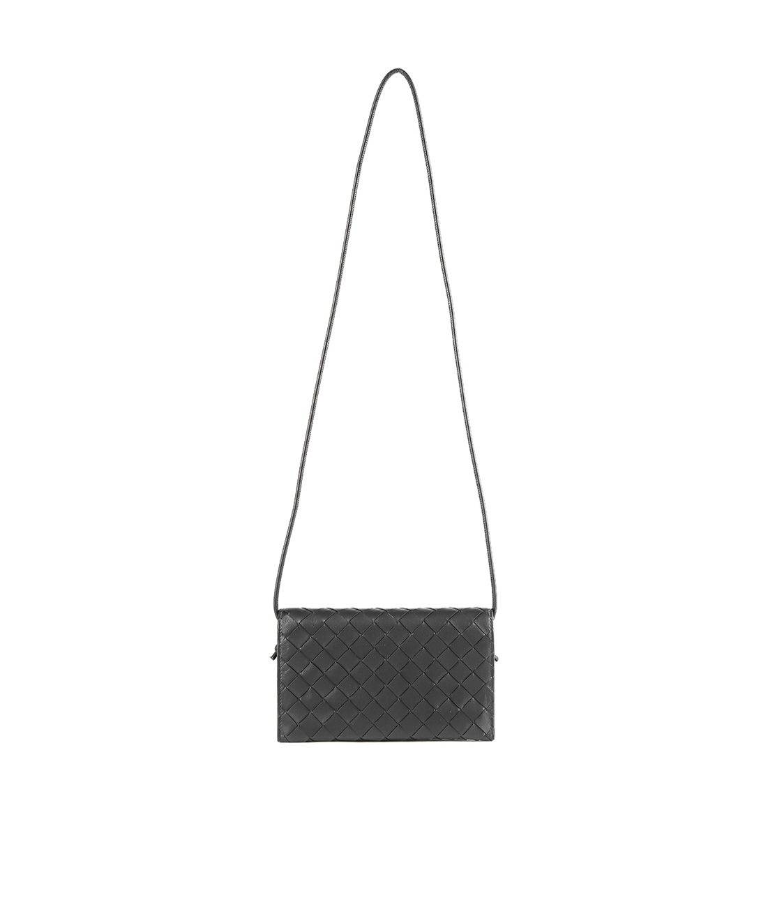 Bottega Veneta Intreciato Clamshell Shoulder Bag In Black