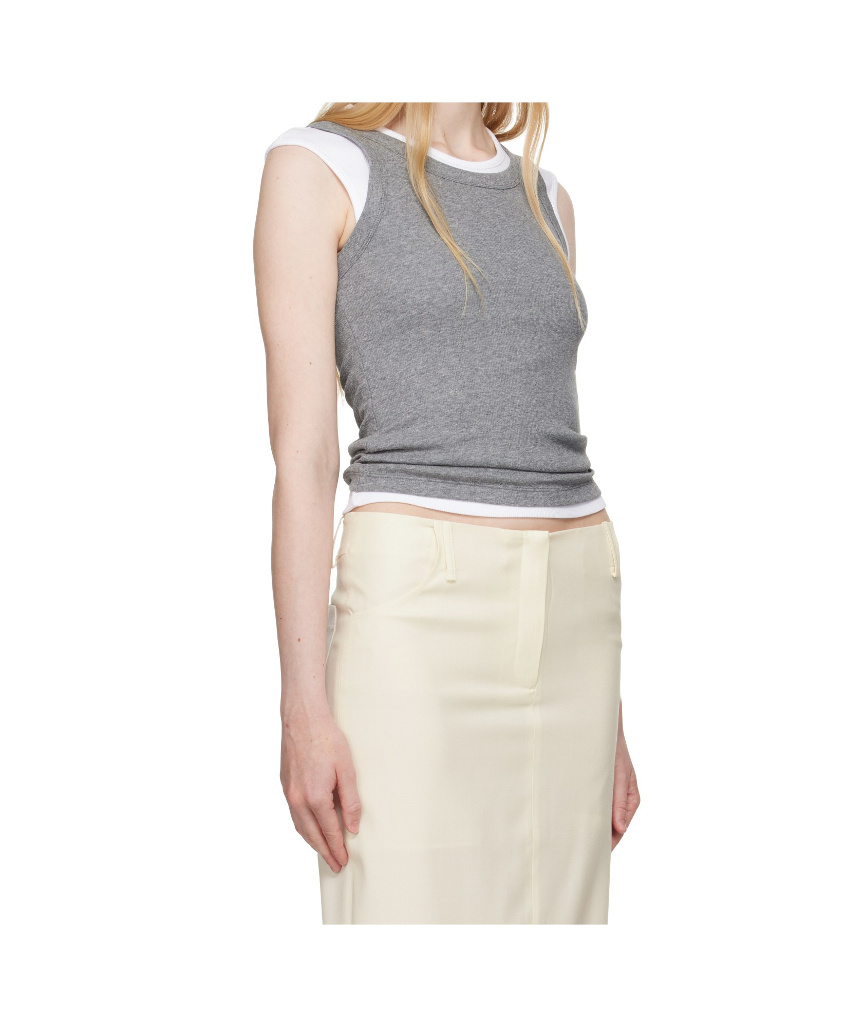 Aya Muse Scoop Neck Ribbed Tank Top In Gray
