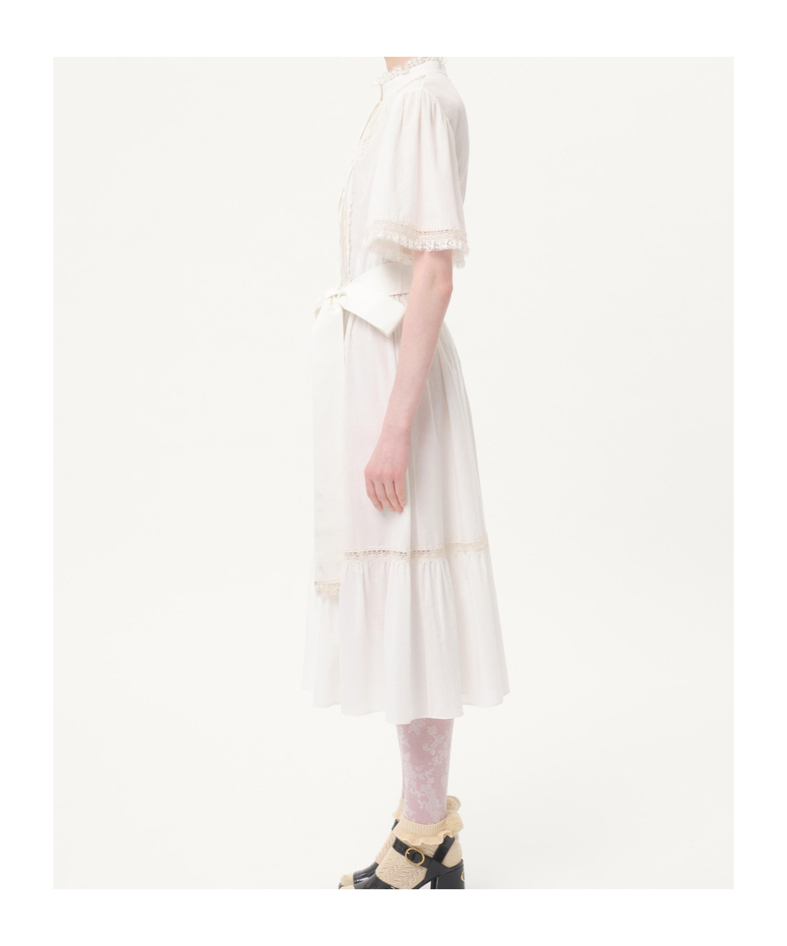 Valentino Cotton Belted Midi Dress In White