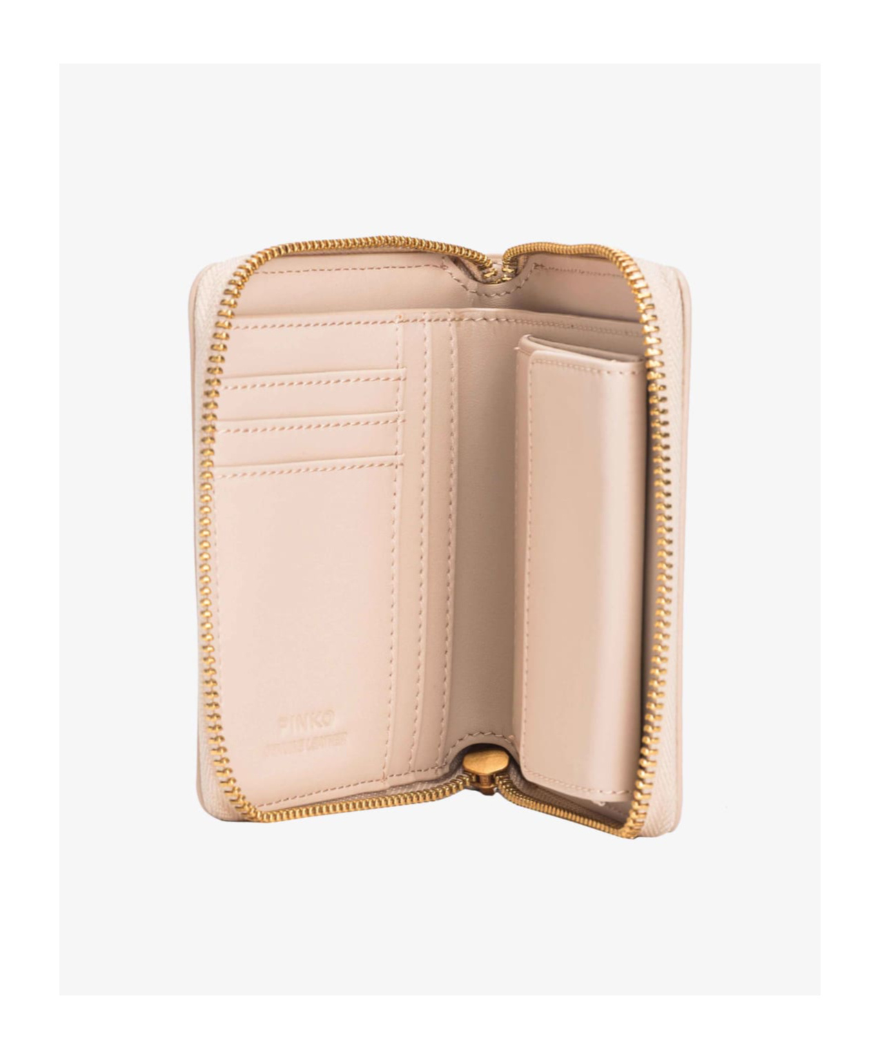 Shop Pinko Full Zipper Square Wallet In Nude