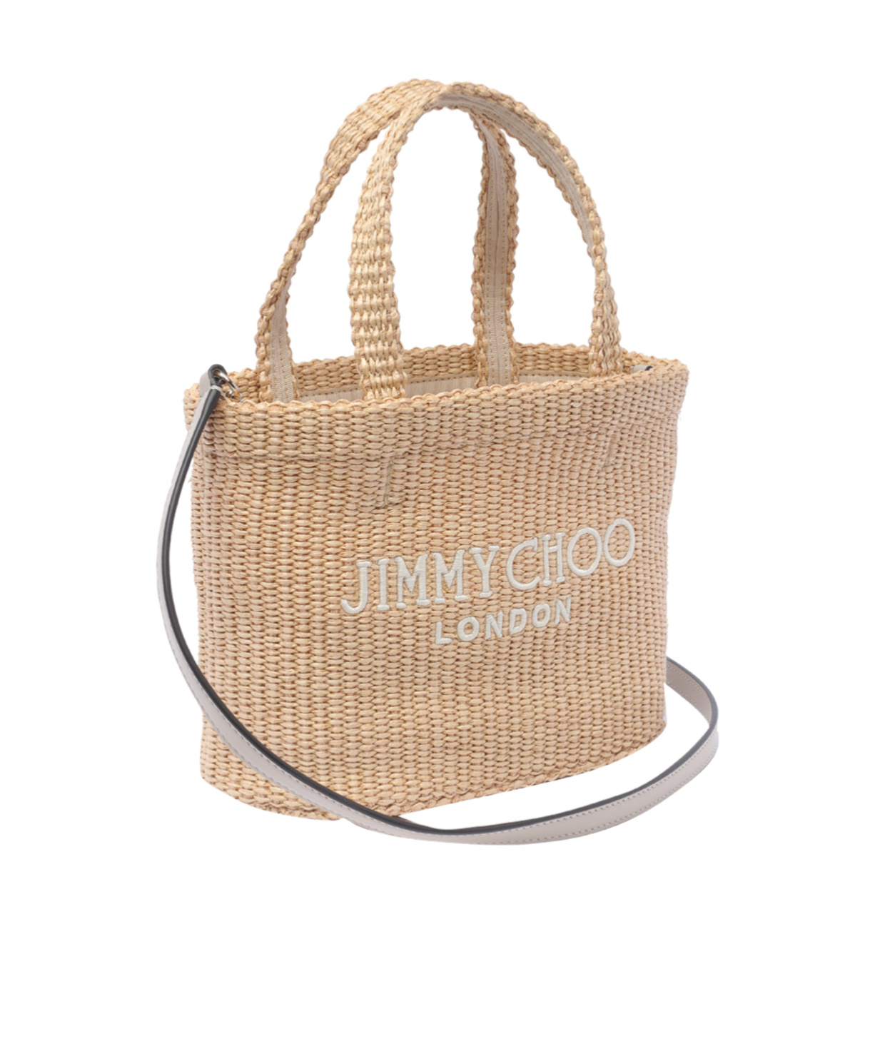 Jimmy Choo Mini Logo-embroidered Beach Bag In Nude
