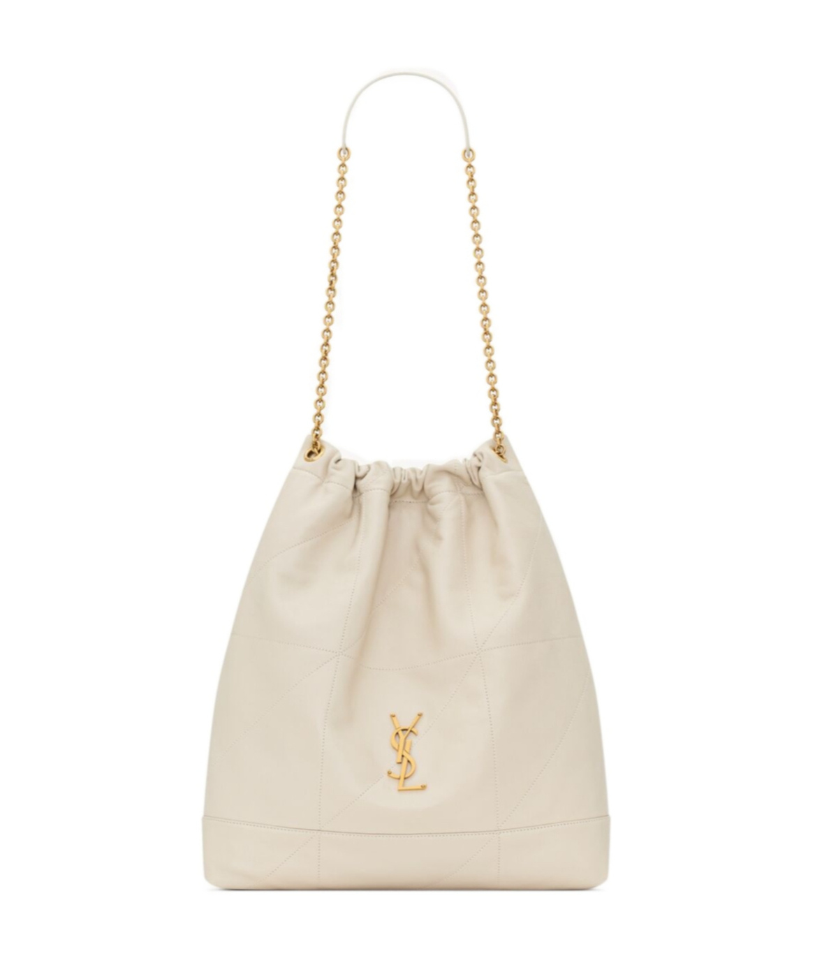 Saint Laurent Jamie Large Pouch In Lambskin In White