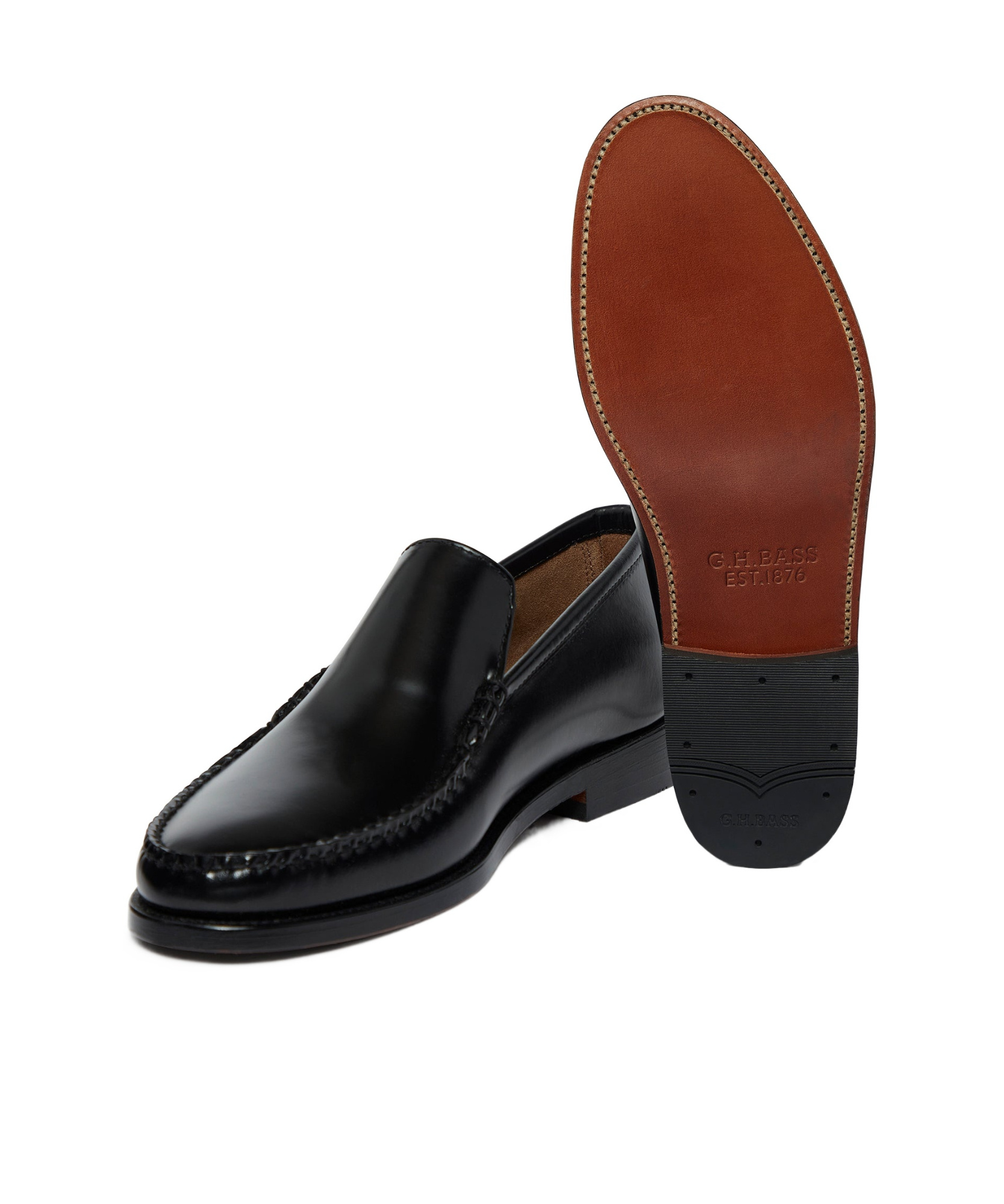 G.h. Bass & Co. Round Head Loafer Shoes In Black