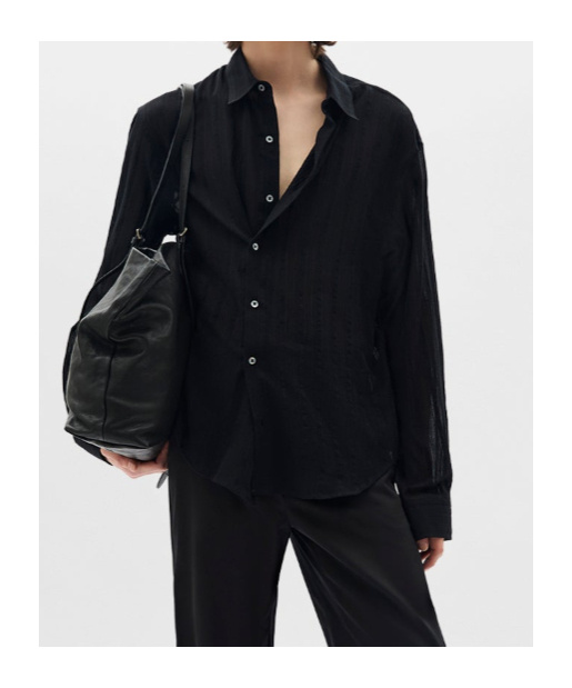 Ann Demeulemeester Isak Twisted Light Dobby Stripe In Black