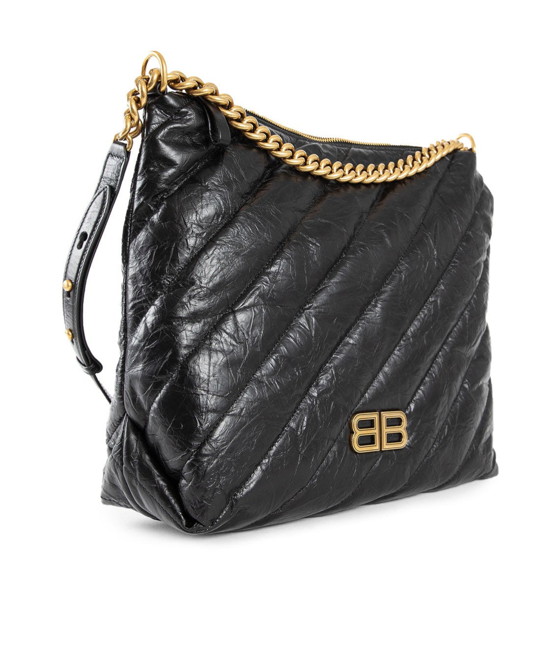 Balenciaga Women Crush Zipped Hobo Bag In Black