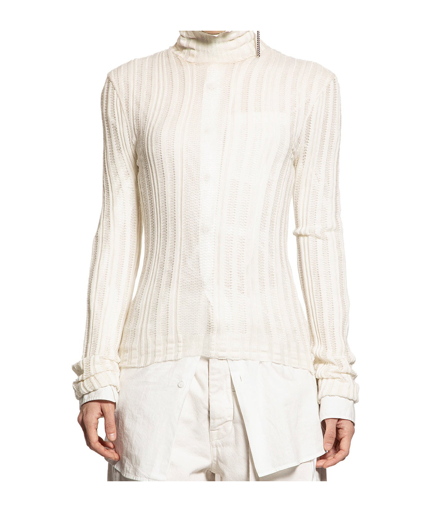 Ann Demeulemeester Long Sleeve Sweater In White