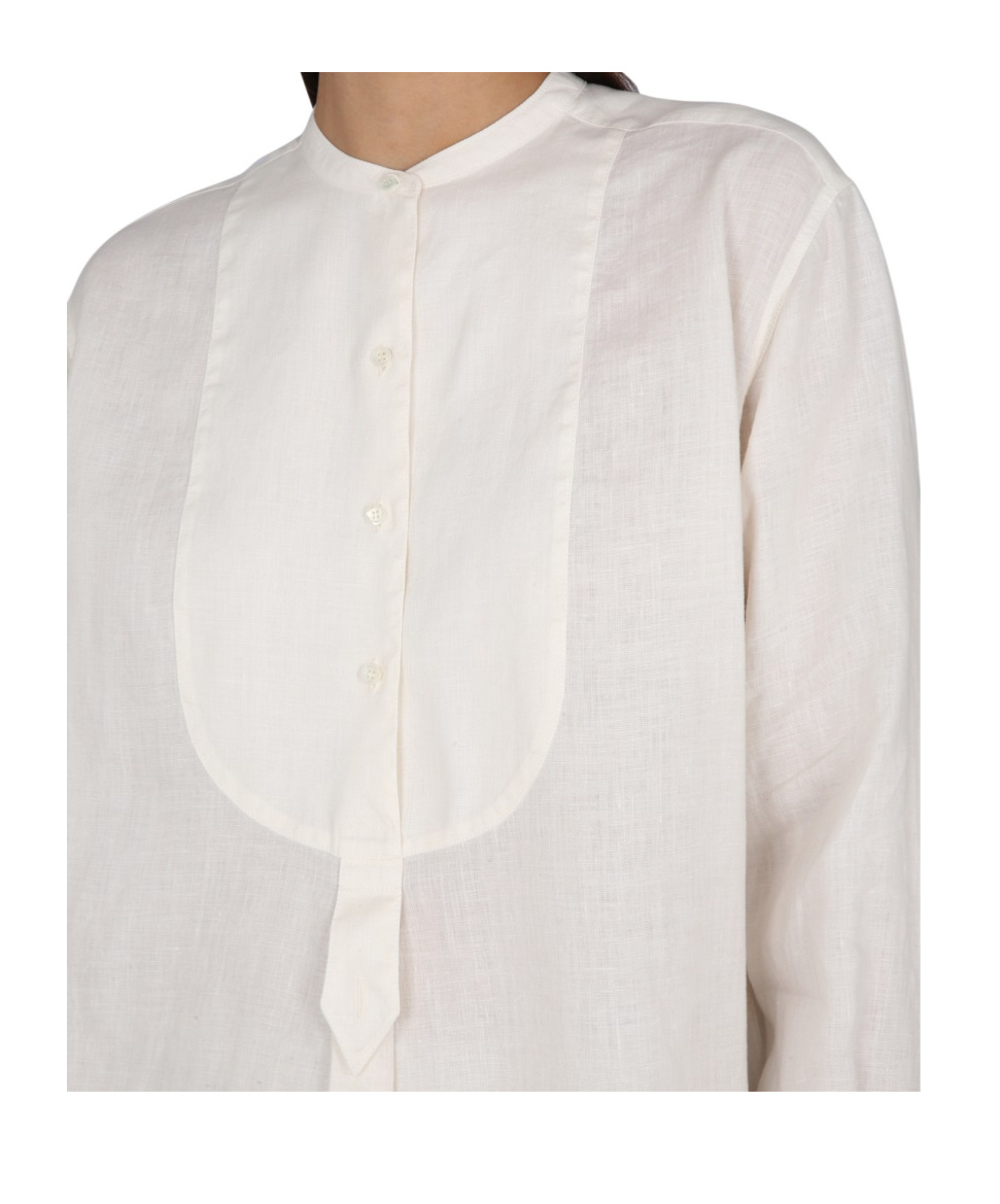 ASPESI COLLARLESS LINEN SHIRT