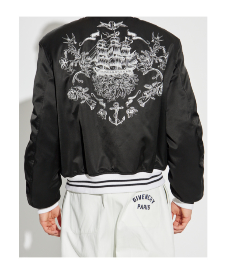 Alexander Mcqueen Rose-embroidery Satin Bomber Jacket In Black