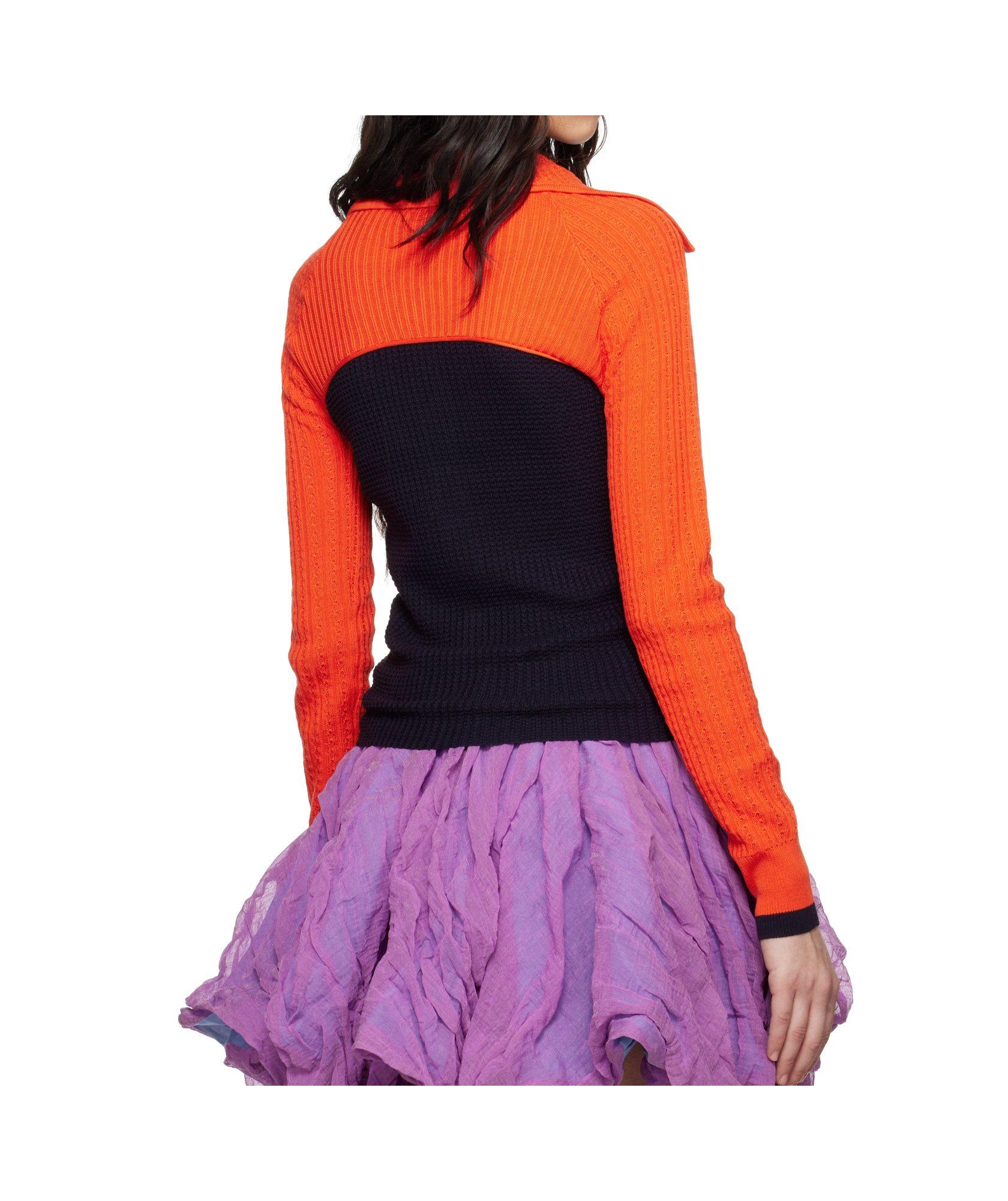 Kiko Kostadinov Rover Knit Cardigan In Navy Blue/orange