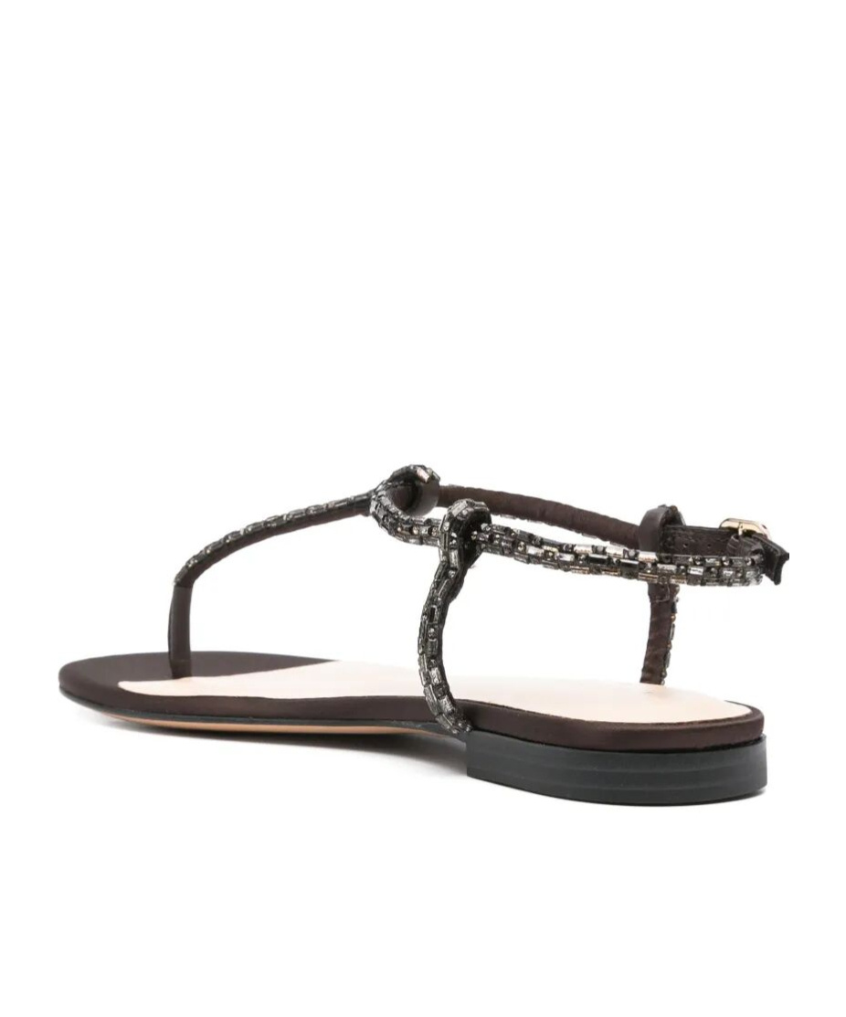 Shop Twinset Beaded Sandals In Black