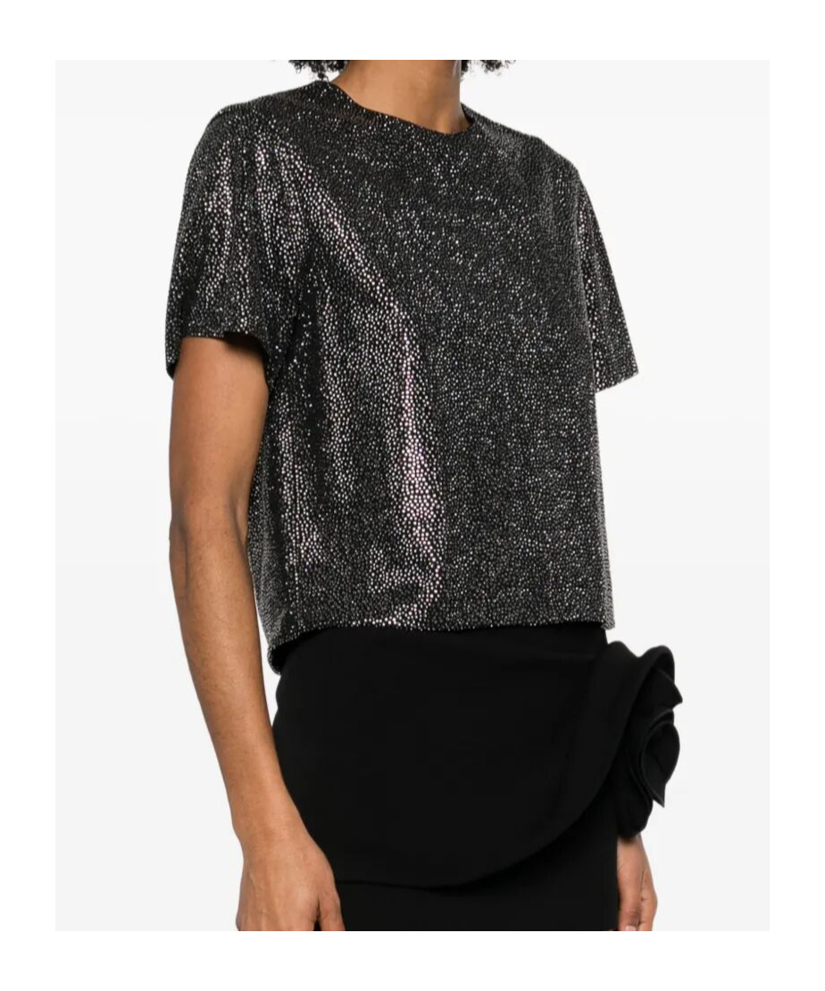 Giuseppe Di Morabito Embellished Metallic Short Sleeves Blouse In Black
