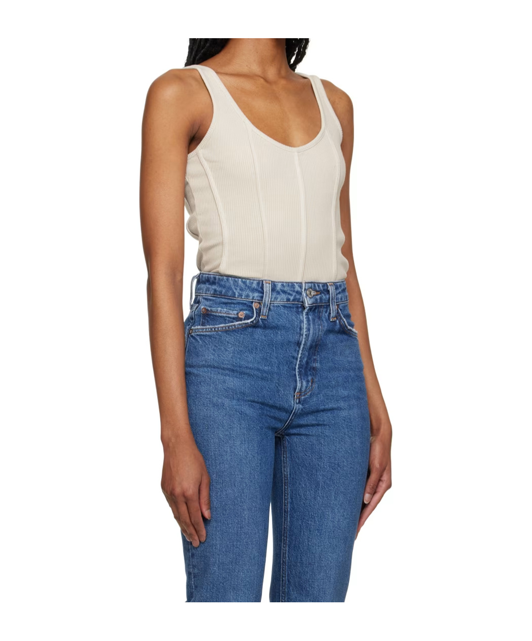 Agolde Womens Spoon Elna Fitted Organic-cotton-blend Body In Blue
