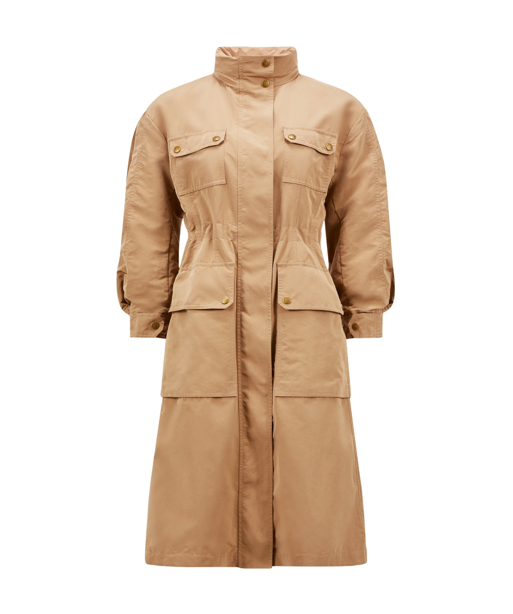 Moncler Seven-quarter Sleeve Parka Coat In Brown