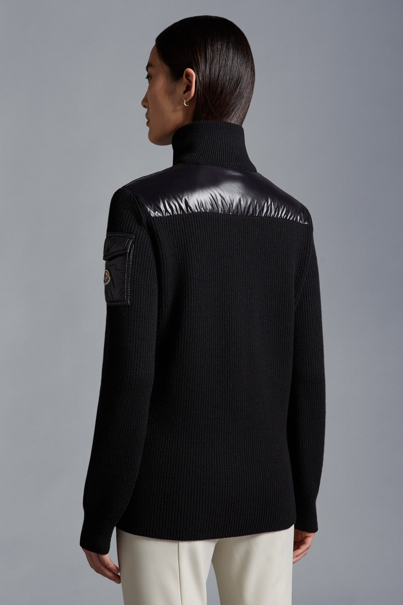 Moncler Black Padded Down Cardigan In Black