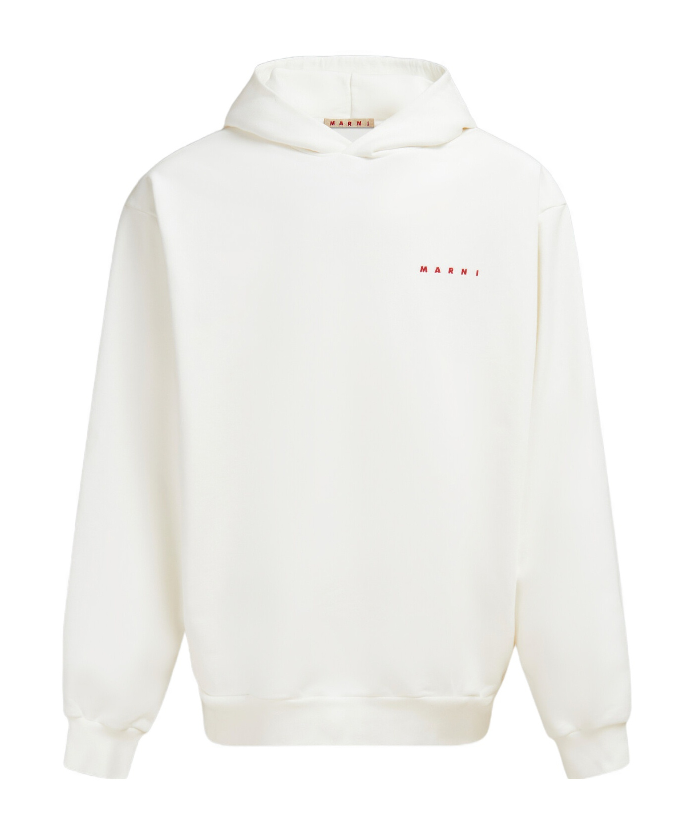 Marni Logo-print Cotton Hoodie In White