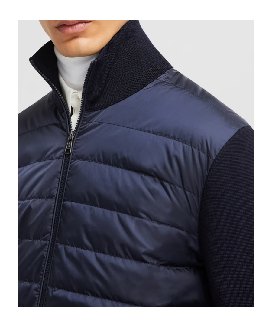 Moncler Nylon And Wool Padded Jacket In Blue