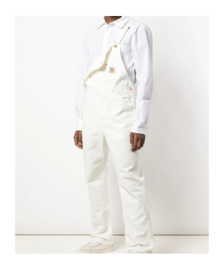 Carhartt Man Overalls Off White Size 30w-30l Organic Cotton In White