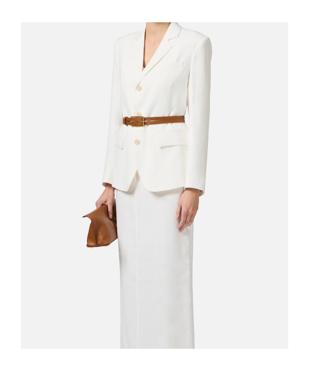 Elisabetta Franchi Linen-blend Gabardine Jacket In Ivory