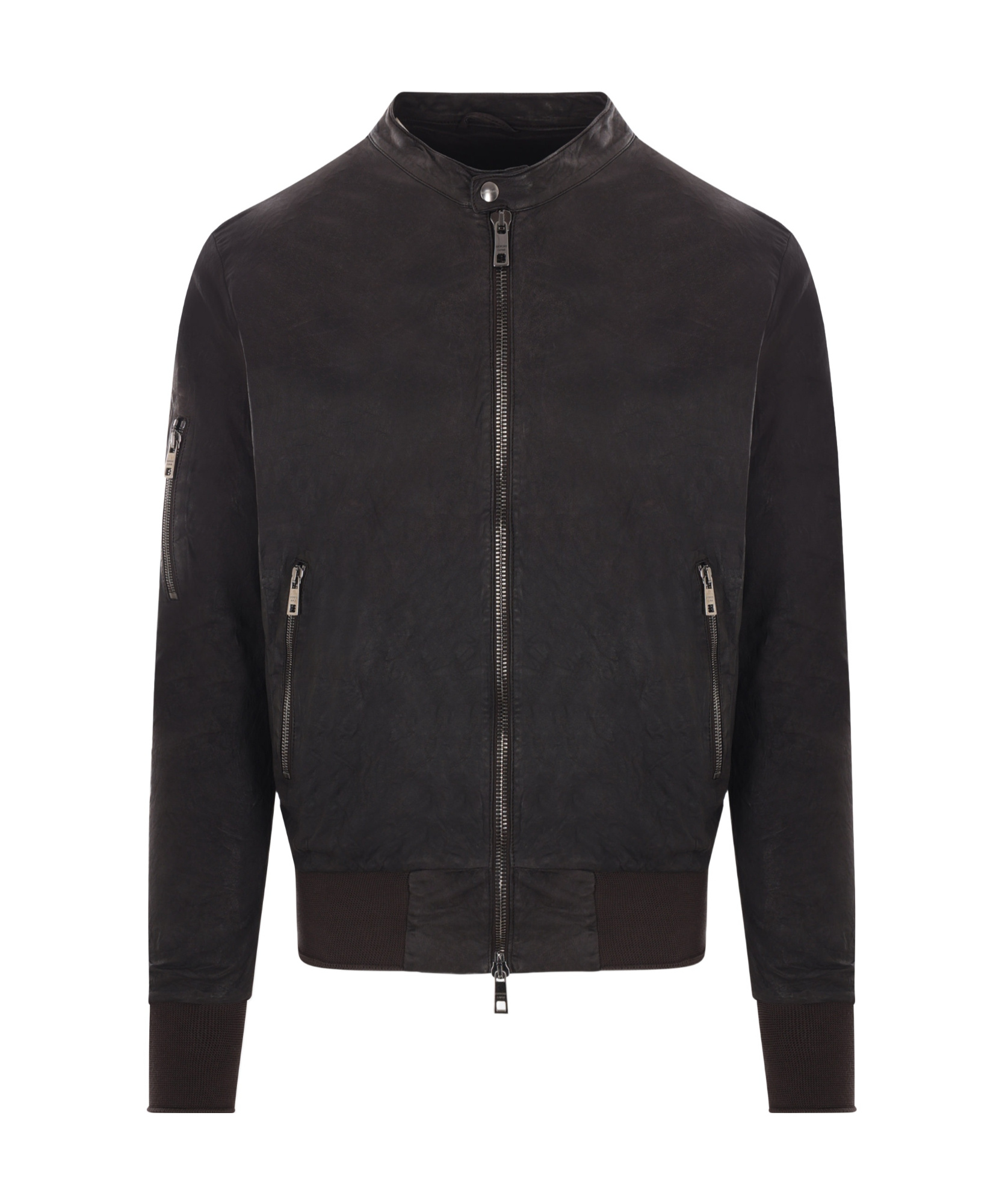 Giorgio Brato Long-sleeved Leather Jacket In Black