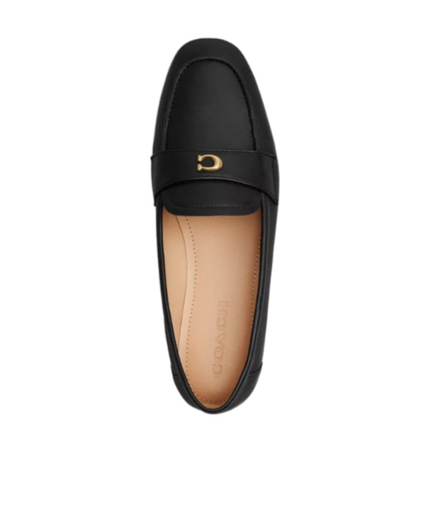 Coach Sculpted C Black Leather Loafers In Black