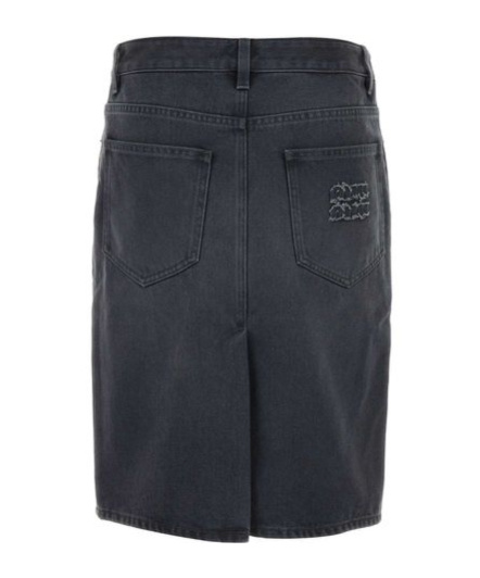 Miu Miu Slit-detailed Skirt In Gray