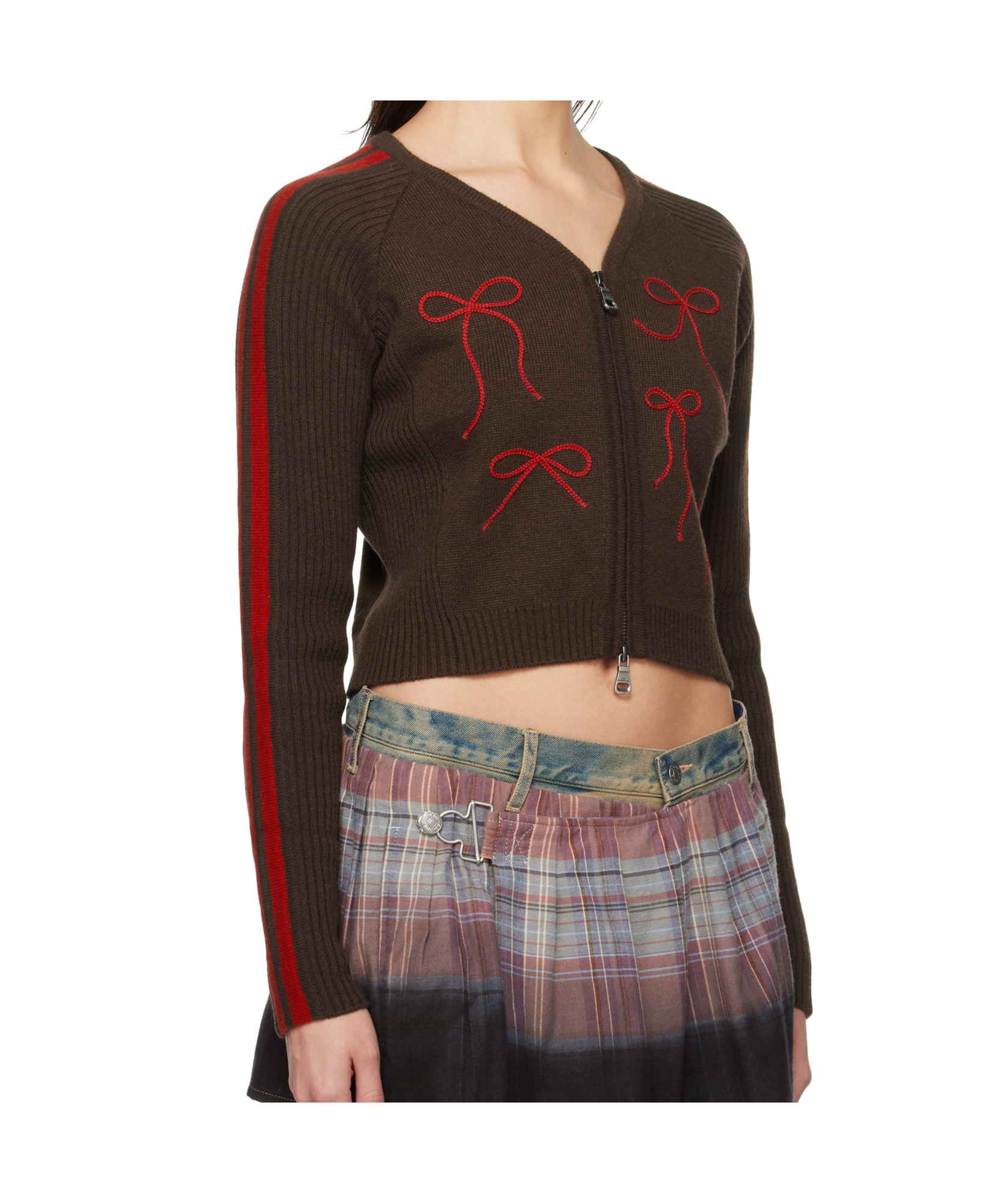 Andersson Bell Ribbon Embroidery Knit Cardigan In Black