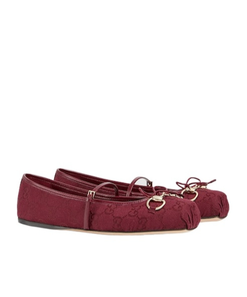 Gucci Horsebit Series Ballet Flats In Red