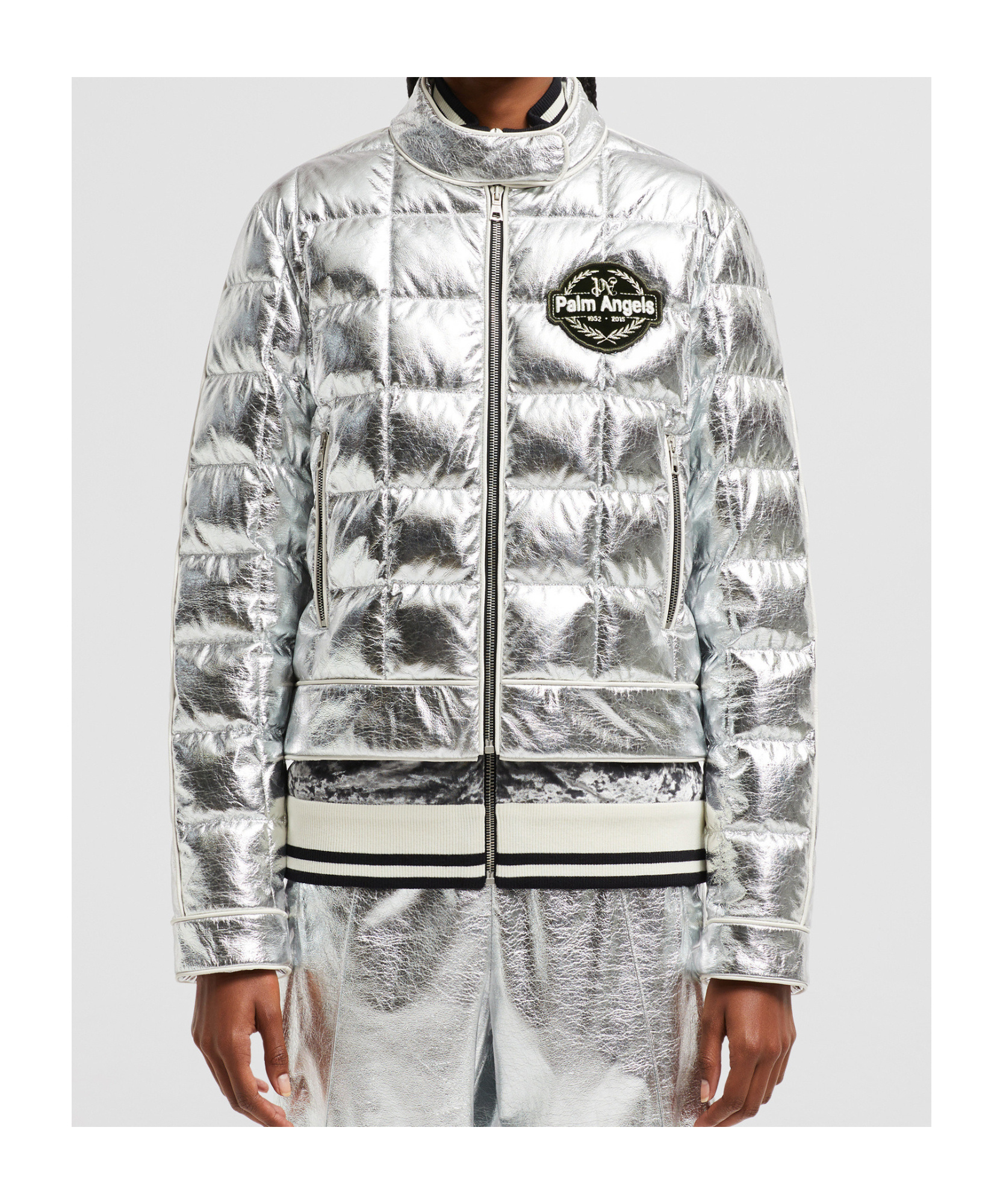 MONCLER MONCLER X PALM ANGELS LOGO PATCH DOWN JACKET
