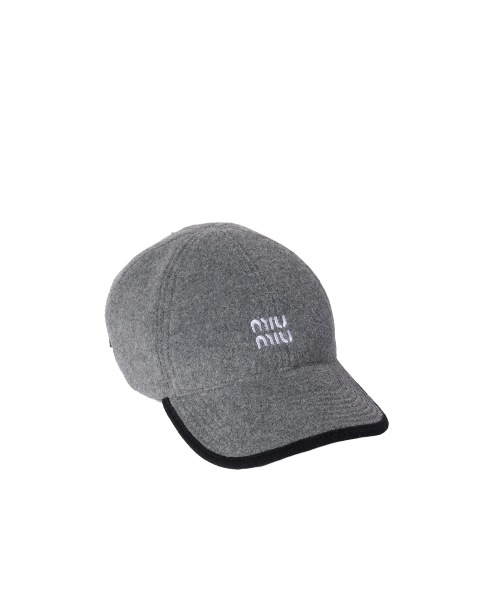 Shop Miu Miu Fleece Baseball Cap In Gray